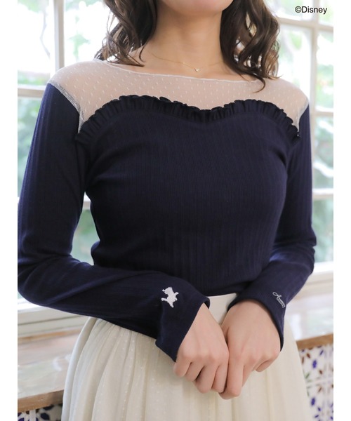 Disney(ディズニー)の「マリー/ドットチュールリブトップス(Tシャツ/カットソー・レディース・アイボリー/ピンク/ネイビー・FREE)」の10枚目の写真