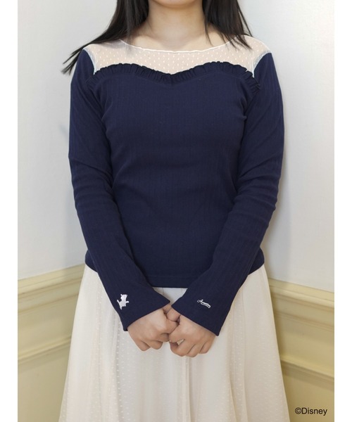 Disney(ディズニー)の「マリー/ドットチュールリブトップス(Tシャツ/カットソー・レディース・アイボリー/ピンク/ネイビー・FREE)」の11枚目の写真