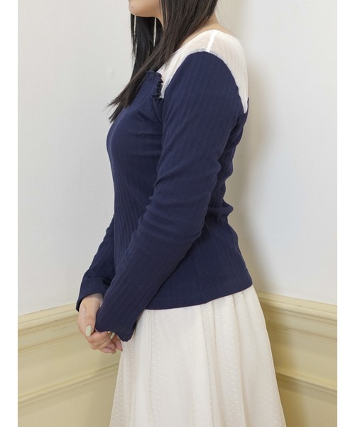 Disney(ディズニー)の「マリー/ドットチュールリブトップス(Tシャツ/カットソー・レディース・アイボリー/ピンク/ネイビー・FREE)」の13枚目の写真