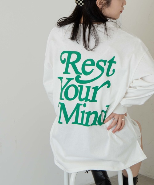 WEGO（ウィゴー）の「WEGO/グラフィックビックシルエットロンT（Tシャツ/カットソー・レディース・ホワイト/オートミール/ダークグリーン/スミクロ/アイボリー/グリーン/ブルー/ホワイト系その他/その他1/その他2/その他3/その他4/グリーン系その他/ブルー系その他/オレンジ/その他7/その他6/その他5/ブラック・SMALL/MEDIUM）」の9枚目の写真