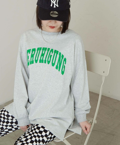 WEGO（ウィゴー）の「WEGO/グラフィックビックシルエットロンT（Tシャツ/カットソー・レディース・ホワイト/オートミール/ダークグリーン/スミクロ/アイボリー/グリーン/ブルー/ホワイト系その他/その他1/その他2/その他3/その他4/グリーン系その他/ブルー系その他/オレンジ/その他7/その他6/その他5/ブラック・SMALL/MEDIUM）」の8枚目の写真