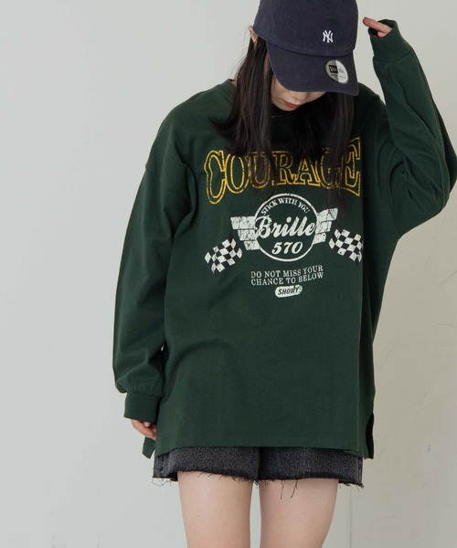 WEGO（ウィゴー）の「WEGO/グラフィックビックシルエットロンT（Tシャツ/カットソー・レディース・ホワイト/オートミール/ダークグリーン/スミクロ/アイボリー/グリーン/ブルー/ホワイト系その他/その他1/その他2/その他3/その他4/グリーン系その他/ブルー系その他/オレンジ/その他7/その他6/その他5/ブラック・SMALL/MEDIUM）」の7枚目の写真
