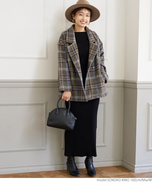 coca（coca）（コカ）の「ショート丈チェックアウター（テーラードジャケット・レディース・その他・L/M）」の5枚目の写真