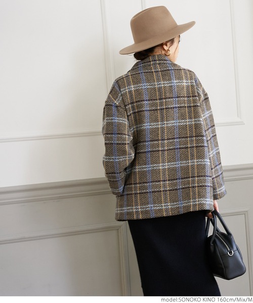 coca（coca）（コカ）の「ショート丈チェックアウター（テーラードジャケット・レディース・その他・L/M）」の6枚目の写真