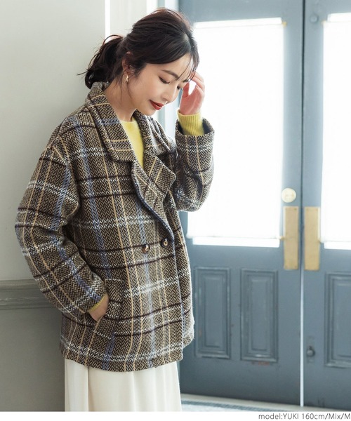 coca（coca）（コカ）の「ショート丈チェックアウター（テーラードジャケット・レディース・その他・L/M）」の10枚目の写真