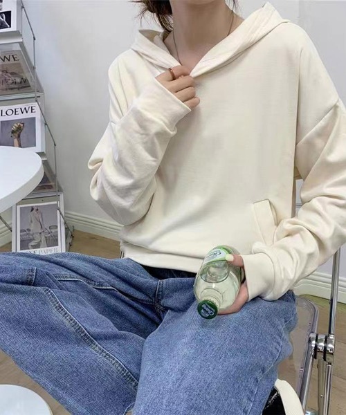 solleim(ソルレム)の「ダンボールパーカースウェット(パーカー・レディース・アイボリー/ネイビー・M)」の6枚目の写真