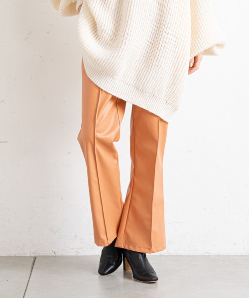 prose verse（プロズヴェール）の「フェイクレザーセンターピンタックパンツ（その他パンツ・レディース・オレンジ/チャコールグレー/ライトグレー・ﾌﾘ-）」の10枚目の写真
