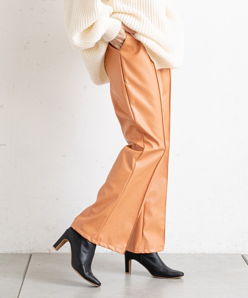 prose verse（プロズヴェール）の「フェイクレザーセンターピンタックパンツ（その他パンツ・レディース・オレンジ/チャコールグレー/ライトグレー・ﾌﾘ-）」の13枚目の写真