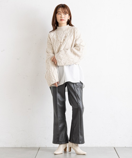 prose verse（プロズヴェール）の「フェイクレザーセンターピンタックパンツ（その他パンツ・レディース・オレンジ/チャコールグレー/ライトグレー・ﾌﾘ-）」の14枚目の写真