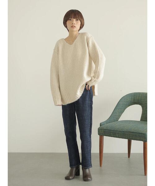 rem closet(レムクローゼット)の「ローゲージニット(ニット/セーター・レディース・ブルー/アイボリー・S)」の3枚目の写真