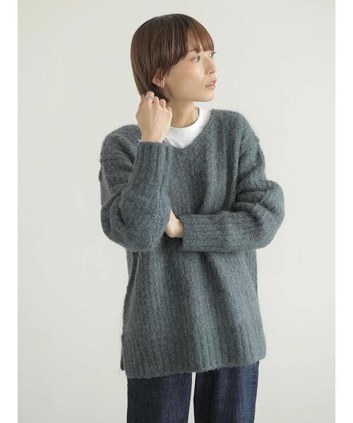 rem closet(レムクローゼット)の「ローゲージニット(ニット/セーター・レディース・ブルー/アイボリー・S)」の4枚目の写真