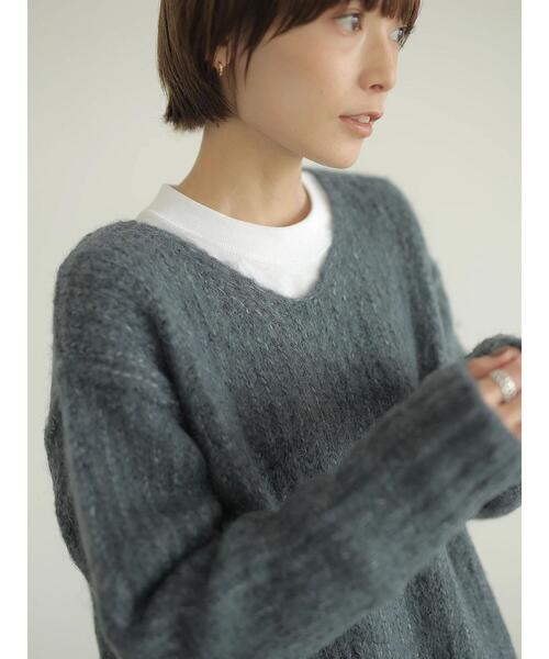 rem closet(レムクローゼット)の「ローゲージニット(ニット/セーター・レディース・ブルー/アイボリー・S)」の16枚目の写真