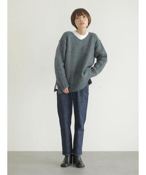 rem closet(レムクローゼット)の「ローゲージニット(ニット/セーター・レディース・ブルー/アイボリー・S)」の12枚目の写真