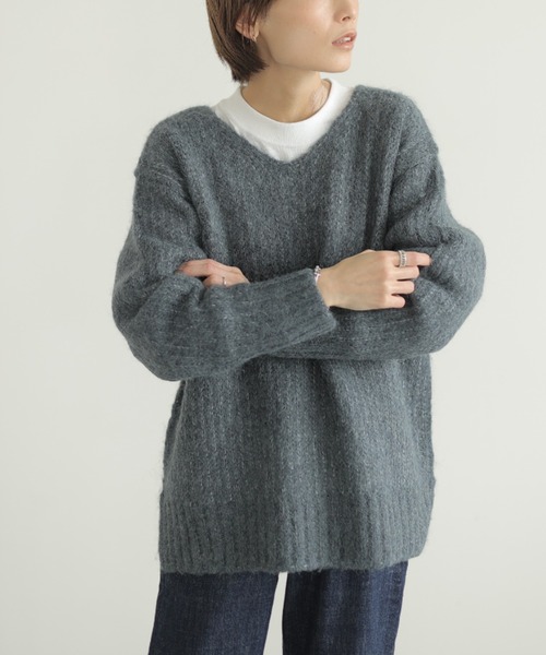 rem closet(レムクローゼット)の「ローゲージニット(ニット/セーター・レディース・ブルー/アイボリー・S)」の1枚目の写真