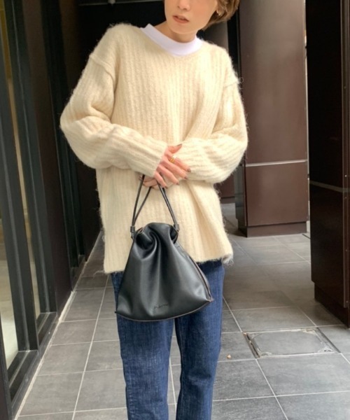 rem closet(レムクローゼット)の「ローゲージニット(ニット/セーター・レディース・ブルー/アイボリー・S)」の6枚目の写真