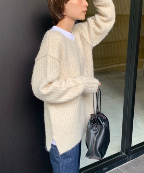 rem closet(レムクローゼット)の「ローゲージニット(ニット/セーター・レディース・ブルー/アイボリー・S)」の18枚目の写真