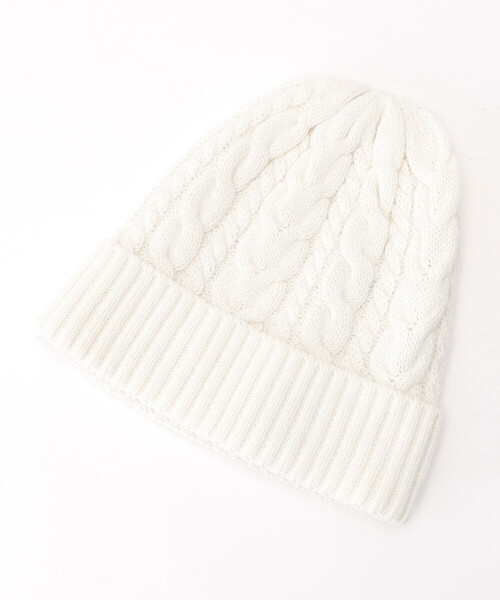 COMME CA ISM（コムサイズム）の「ケーブル編み　ニット帽（ニットキャップ/ビーニー・レディース・ホワイト/ブラック/レッド/グリーン・FREE）」の5枚目の写真