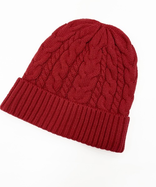 COMME CA ISM（コムサイズム）の「ケーブル編み　ニット帽（ニットキャップ/ビーニー・レディース・ホワイト/ブラック/レッド/グリーン・FREE）」の4枚目の写真