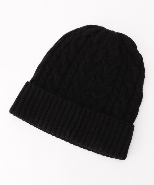 COMME CA ISM（コムサイズム）の「ケーブル編み　ニット帽（ニットキャップ/ビーニー・レディース・ホワイト/ブラック/レッド/グリーン・FREE）」の2枚目の写真