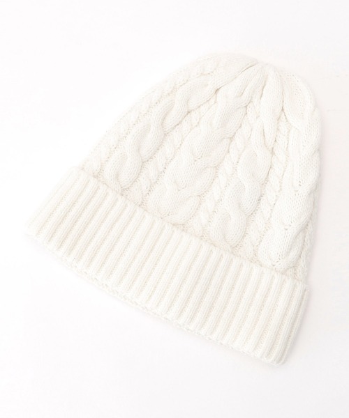 COMME CA ISM（コムサイズム）の「ケーブル編み　ニット帽（ニットキャップ/ビーニー・レディース・ホワイト/ブラック/レッド/グリーン・FREE）」の7枚目の写真