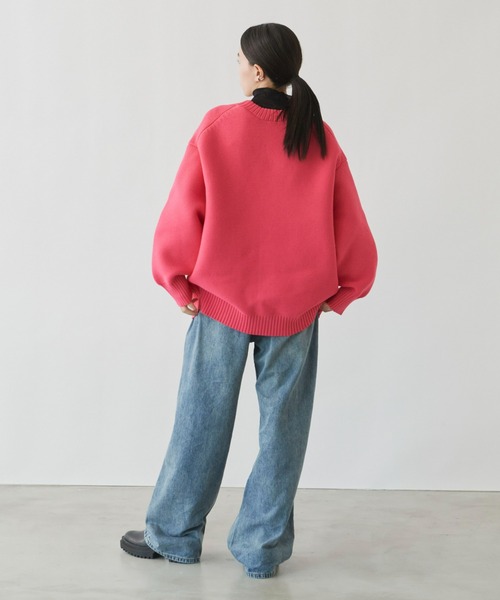 Auntie Rosa Holiday（アンティローザホリデー）の「ドロップショルダーオーバーサイズカラーカーデ（カーディガン/ボレロ・レディース・グリーン/ブルー/ピンク/ターコイズブルー/パープル/ブラック/イエロー・FREE）」の10枚目の写真