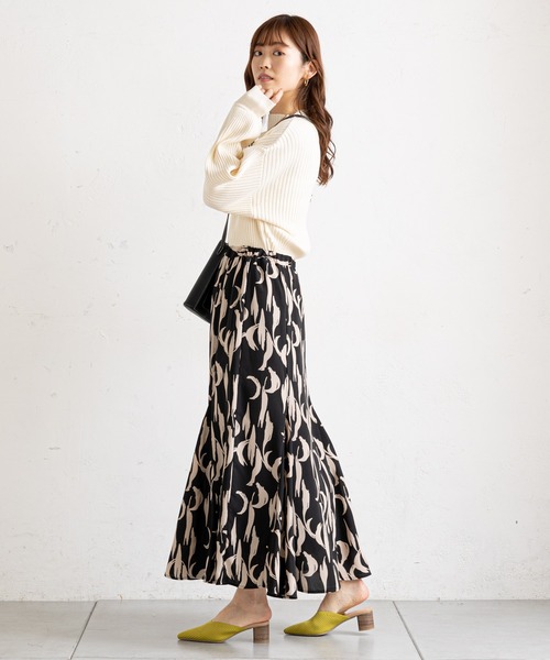 prose verse（プロズヴェール）の「モノトーン幾何柄マーメイドスカート（スカート・レディース・ベージュ/ブラック・MEDIUM）」の13枚目の写真