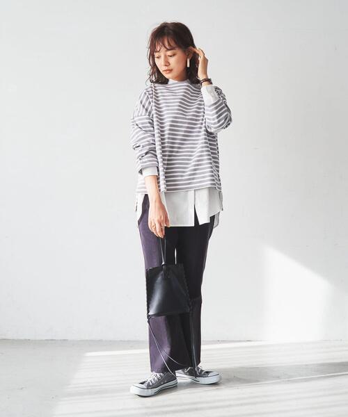 【WEB限定】レディなエッセンスが漂う。ボーダーバスクシャツ