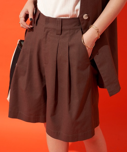 Aunt Marie's（アントマリーズ）の「リネンブレンドツータックショートパンツ  (セットアップ対応)（その他パンツ・レディース・ブラック/ブラウン/ナチュラル・FREE）」の7枚目の写真