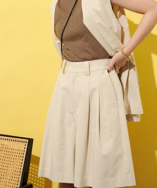 Aunt Marie's（アントマリーズ）の「リネンブレンドツータックショートパンツ  (セットアップ対応)（その他パンツ・レディース・ブラック/ブラウン/ナチュラル・FREE）」の13枚目の写真