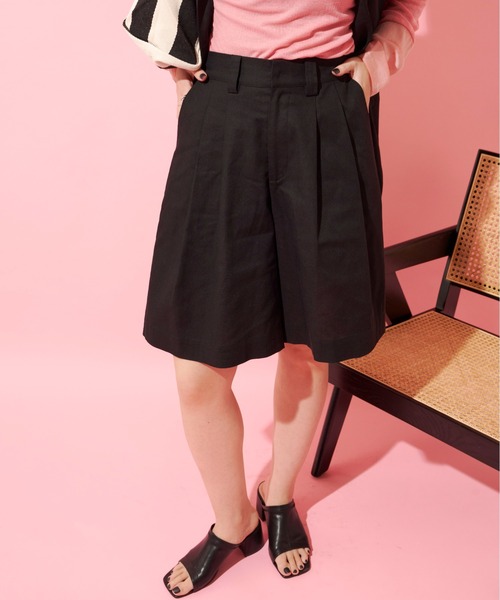 ♡❣️ プリーツショートパンツ ハンドマリートップス おまとめ リネンブレンドツータックショートパンツ (セットアップ対応