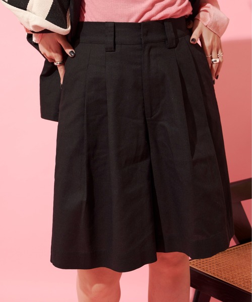 リネンブレンドツータックショートパンツ (セットアップ対応
