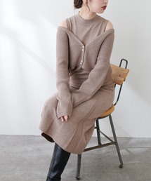 natural couture（ナチュラルクチュール）の「2枚セットアイテム!着回し抜群のパール釦カーディガン＋ノースリワンピースセット（ワンピース）」