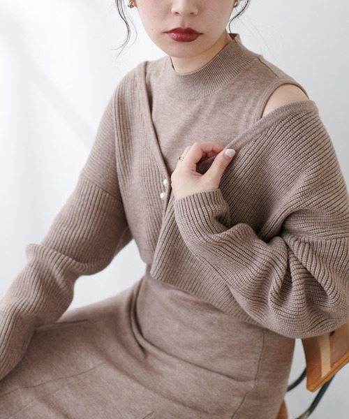 natural couture(ナチュラルクチュール)の「2枚セットアイテム!着回し抜群のパール釦カーディガン+ノースリワンピースセット(ワンピース・レディース・その他・FREE)」の9枚目の写真