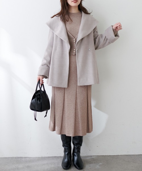 natural couture(ナチュラルクチュール)の「2枚セットアイテム!着回し抜群のパール釦カーディガン+ノースリワンピースセット(ワンピース・レディース・その他・FREE)」の5枚目の写真