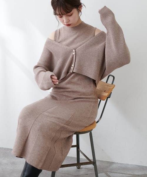 natural couture(ナチュラルクチュール)の「2枚セットアイテム!着回し抜群のパール釦カーディガン+ノースリワンピースセット(ワンピース・レディース・その他・FREE)」の12枚目の写真