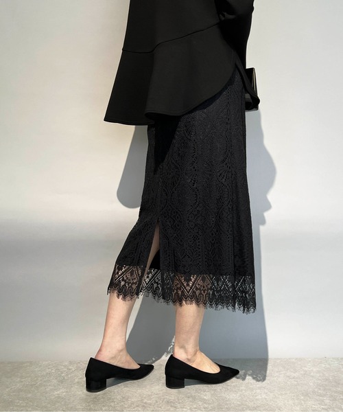 PICCIN（ピッチン）の「総レーススカラップスカート（スカート・レディース・ブラック/オフホワイト・M/L）」の17枚目の写真