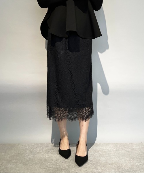 PICCIN（ピッチン）の「総レーススカラップスカート（スカート・レディース・ブラック/オフホワイト・M/L）」の3枚目の写真