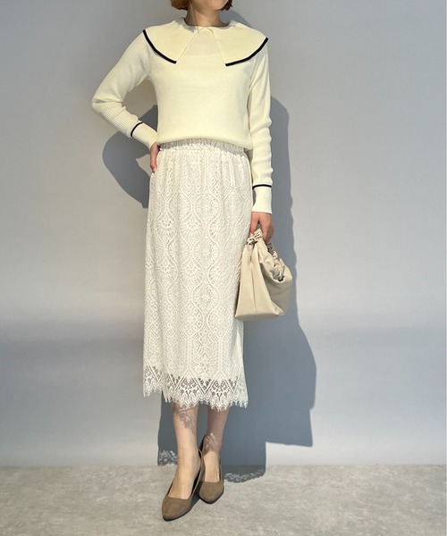 PICCIN（ピッチン）の「総レーススカラップスカート（スカート・レディース・ブラック/オフホワイト・M/L）」の19枚目の写真