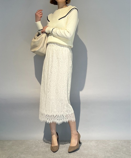 PICCIN（ピッチン）の「総レーススカラップスカート（スカート・レディース・ブラック/オフホワイト・M/L）」の22枚目の写真