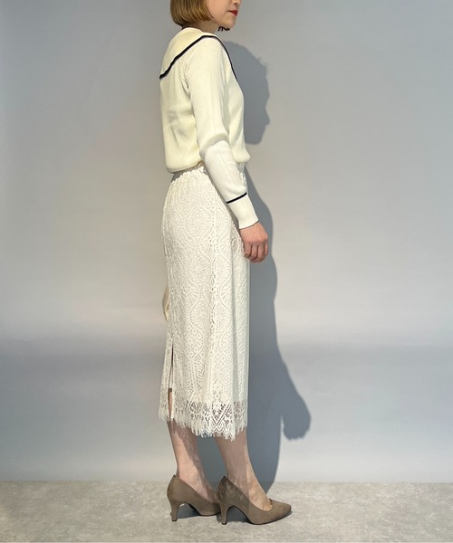 PICCIN（ピッチン）の「総レーススカラップスカート（スカート・レディース・ブラック/オフホワイト・M/L）」の5枚目の写真