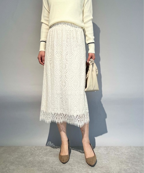 PICCIN（ピッチン）の「総レーススカラップスカート（スカート・レディース・ブラック/オフホワイト・M/L）」の14枚目の写真