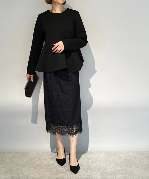 PICCIN（ピッチン）の「総レーススカラップスカート（スカート・レディース・ブラック/オフホワイト・M/L）」の10枚目の写真