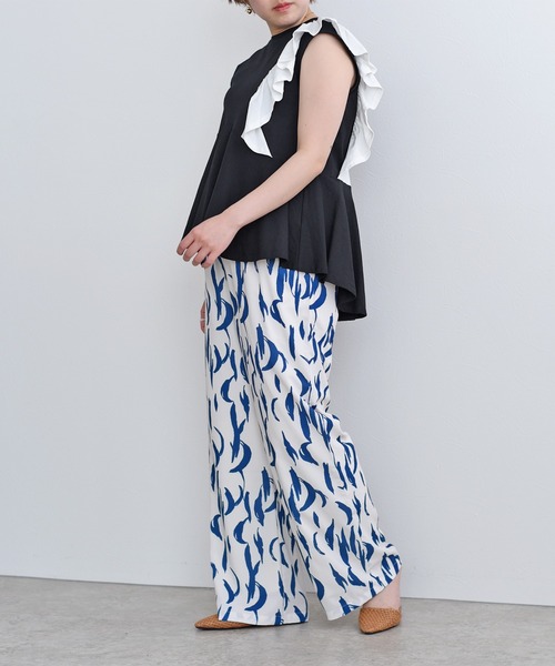 palm RICHE(ポームリシュ)の「バイカラーアシメTOPS(Tシャツ/カットソー・レディース・ブラック/オフホワイト/カーキ・M)」の19枚目の写真