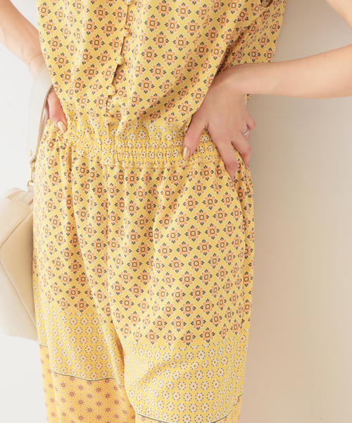 美品☆SLOBE IENA パネルパターンノースリーブオールインワン　ネイビー セール】パネルパターンノースリーブオールインワン◇（つなぎ