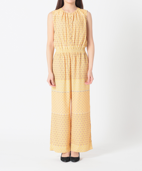 美品☆SLOBE IENA パネルパターンノースリーブオールインワン　ネイビー 美品☆SLOBE IENA パネルパターンノースリーブオールインワン