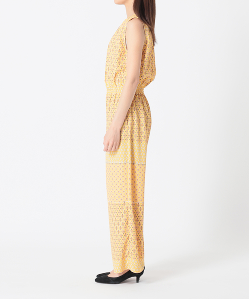 美品☆SLOBE IENA パネルパターンノースリーブオールインワン　ネイビー セール】パネルパターンノースリーブオールインワン◇（つなぎ