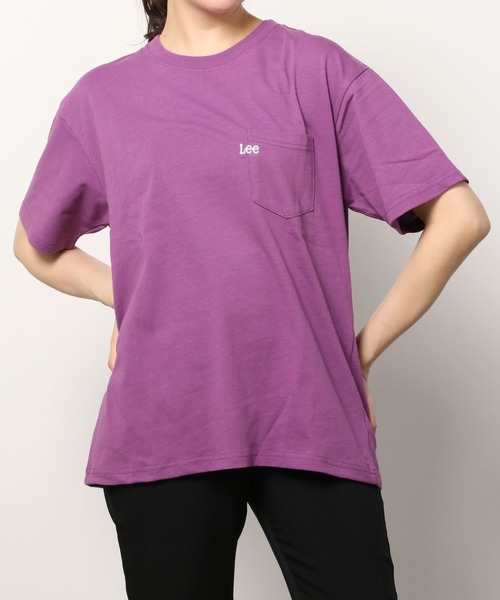 Lee（リー）の「Lee/リー POCKET TEE/ミニロゴ ワンポイント刺繍 ポケット Tシャツ（Tシャツ/カットソー・メンズ・ホワイト/チャコールグレー/ベージュ/パープル/ブルー/グリーン・M/L/XL）」の19枚目の写真