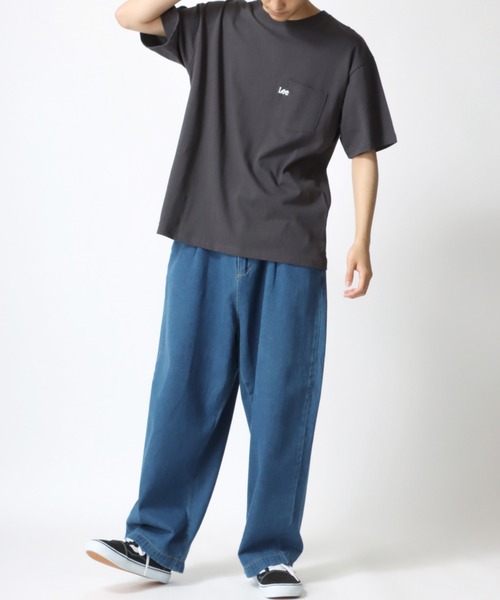 Lee（リー）の「Lee/リー POCKET TEE/ミニロゴ ワンポイント刺繍 ポケット Tシャツ（Tシャツ/カットソー・メンズ・ホワイト/チャコールグレー/ベージュ/パープル/ブルー/グリーン・M/L/XL）」の11枚目の写真