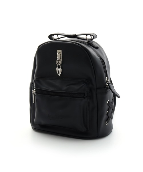 JENNI love（ジェニィラブ）の「ハートロック合皮ミニリュック（バックパック/リュック・キッズ・ブラック/オフホワイト/ピンク・F）」の18枚目の写真