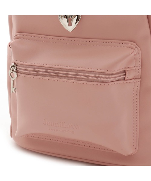 JENNI love（ジェニィラブ）の「ハートロック合皮ミニリュック（バックパック/リュック・キッズ・ブラック/オフホワイト/ピンク・F）」の10枚目の写真